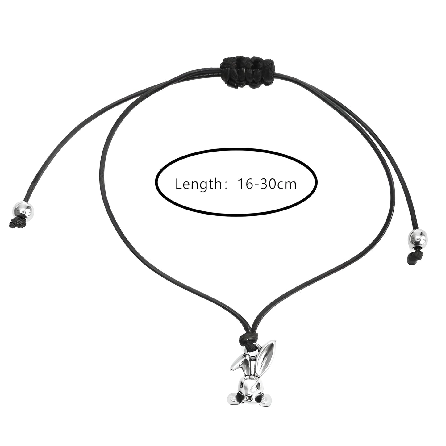 Easter Wish Bracelet with Bunny Charm, Easter Egg, Black String Adjustable Friendship Bracelet, Holiday Gift