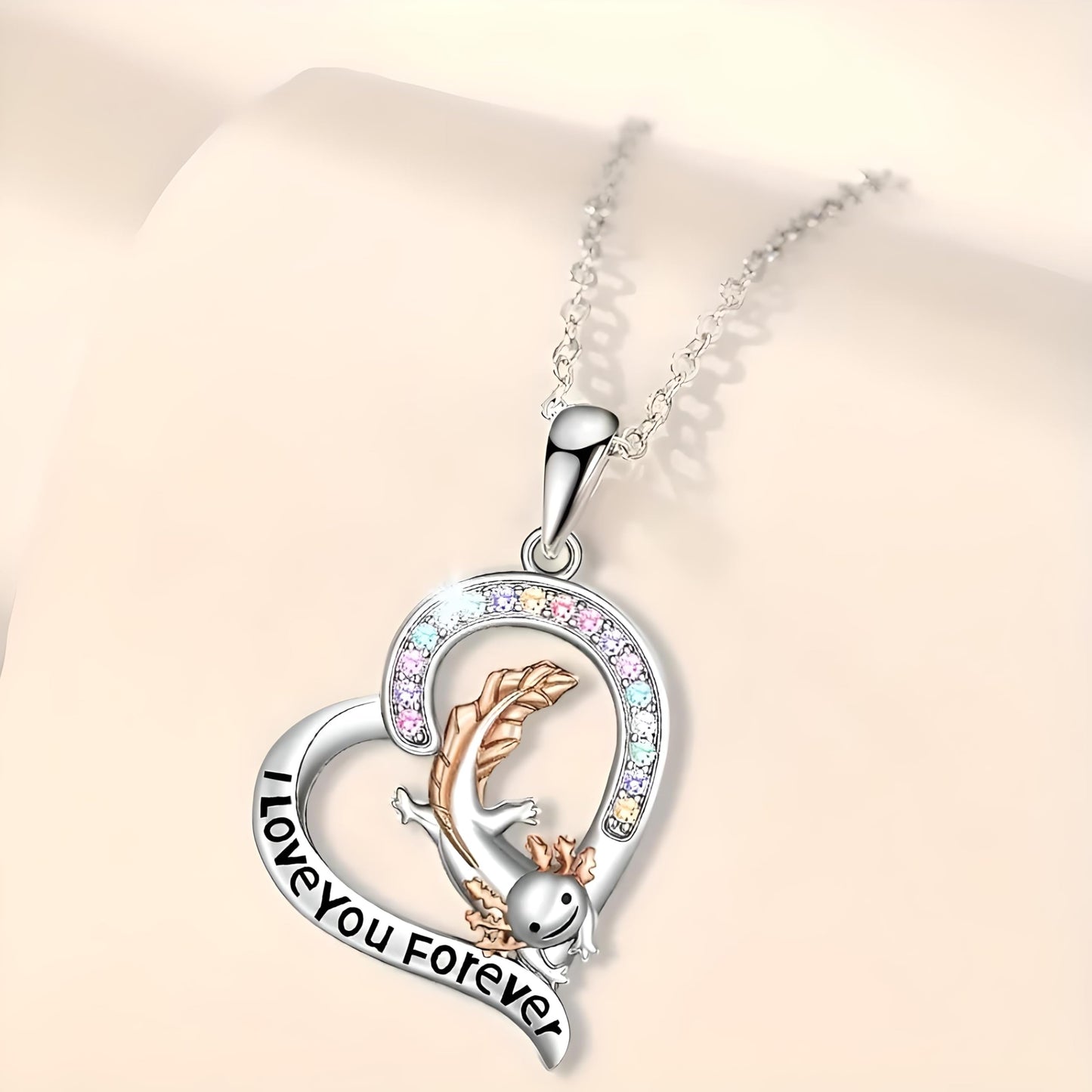 SUPAC Wayfish Exquisite Creative Sparkling Versatile Fashion Necklace, Engraved 'I Love You Forever'- Elegant Commemorative Gift, Great Birthday, Christmas, and Party Favor Gift