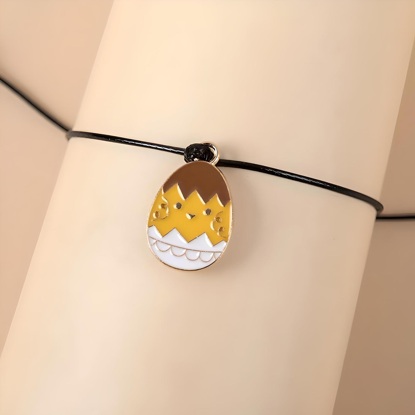 Easter Wish Bracelet with Bunny Charm, Easter Egg, Black String Adjustable Friendship Bracelet, Holiday Gift