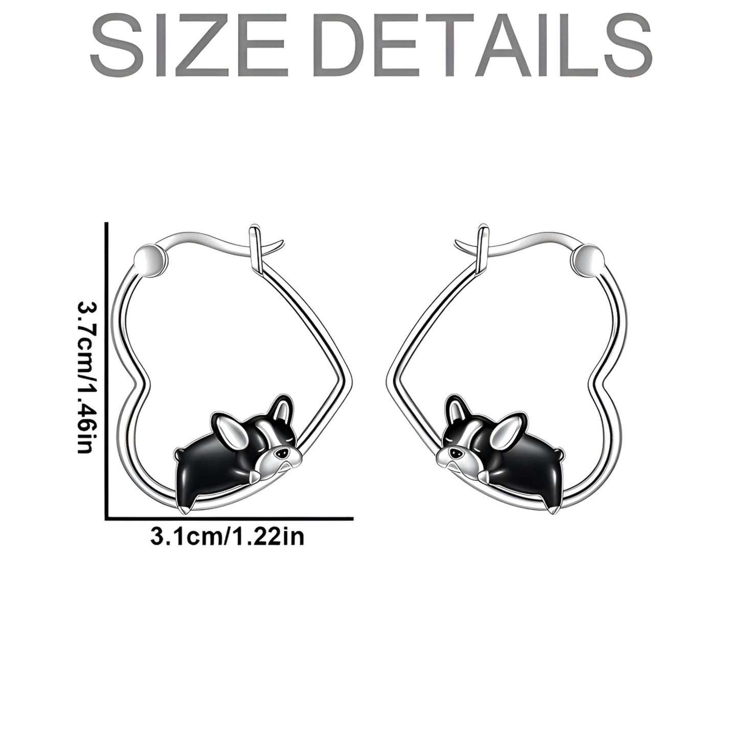Stainless Steel Schnauzer and Boston Terrier Hoop Earrings, 0.945 inch Round Design, Dog Face Jewelry