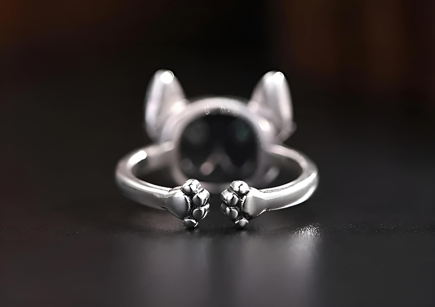 SUPAC Silver Cat Ring for Men or Women, Sleeping Kitty, Unique Zinc Alloy Design, Antique Silver Plating - Adjustbale Stainless Steel Silver Cat Ring - Christmas or Birthday Gift