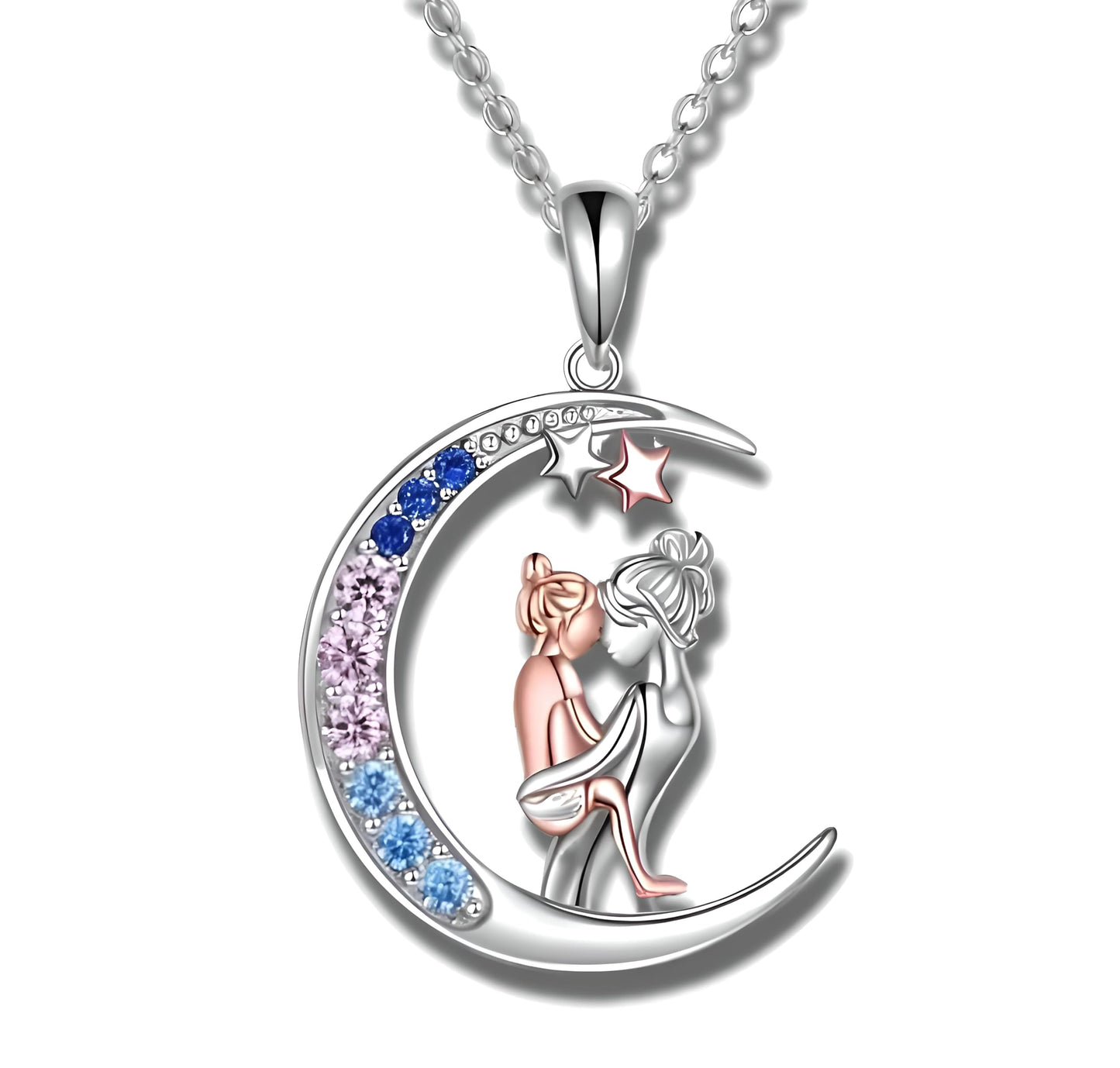 Heart-Shaped Mother's Day Necklace, Family + Mother Necklace Options with Crystal Accents, Mother and Daughter Pendant Gift, Silver and Gold-Tone, 'I Love You Always & Forever' Message
