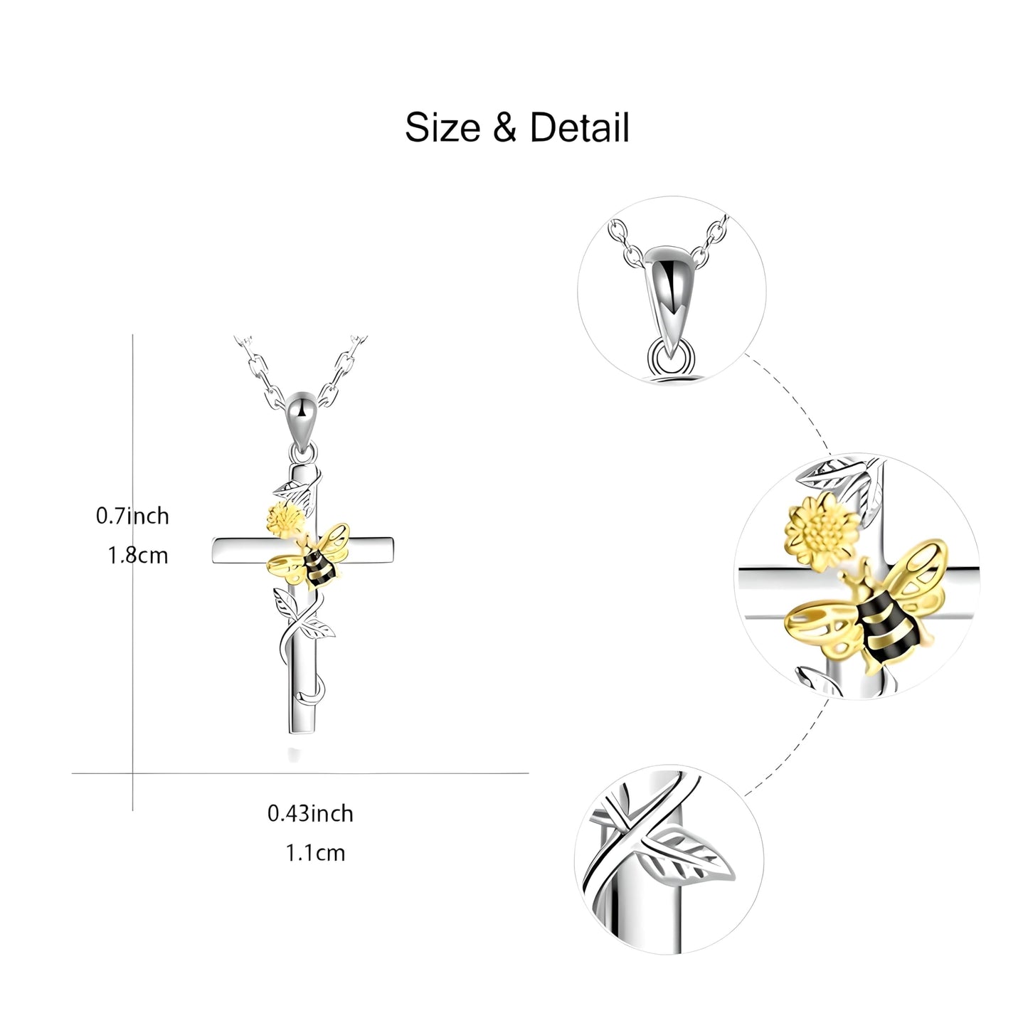 SUPAC You Are My Sunshine Sunflower and Bumble Bee Heart Pendant Necklace for Women, Dainty Jewelry, Birthday or Christmas Gift