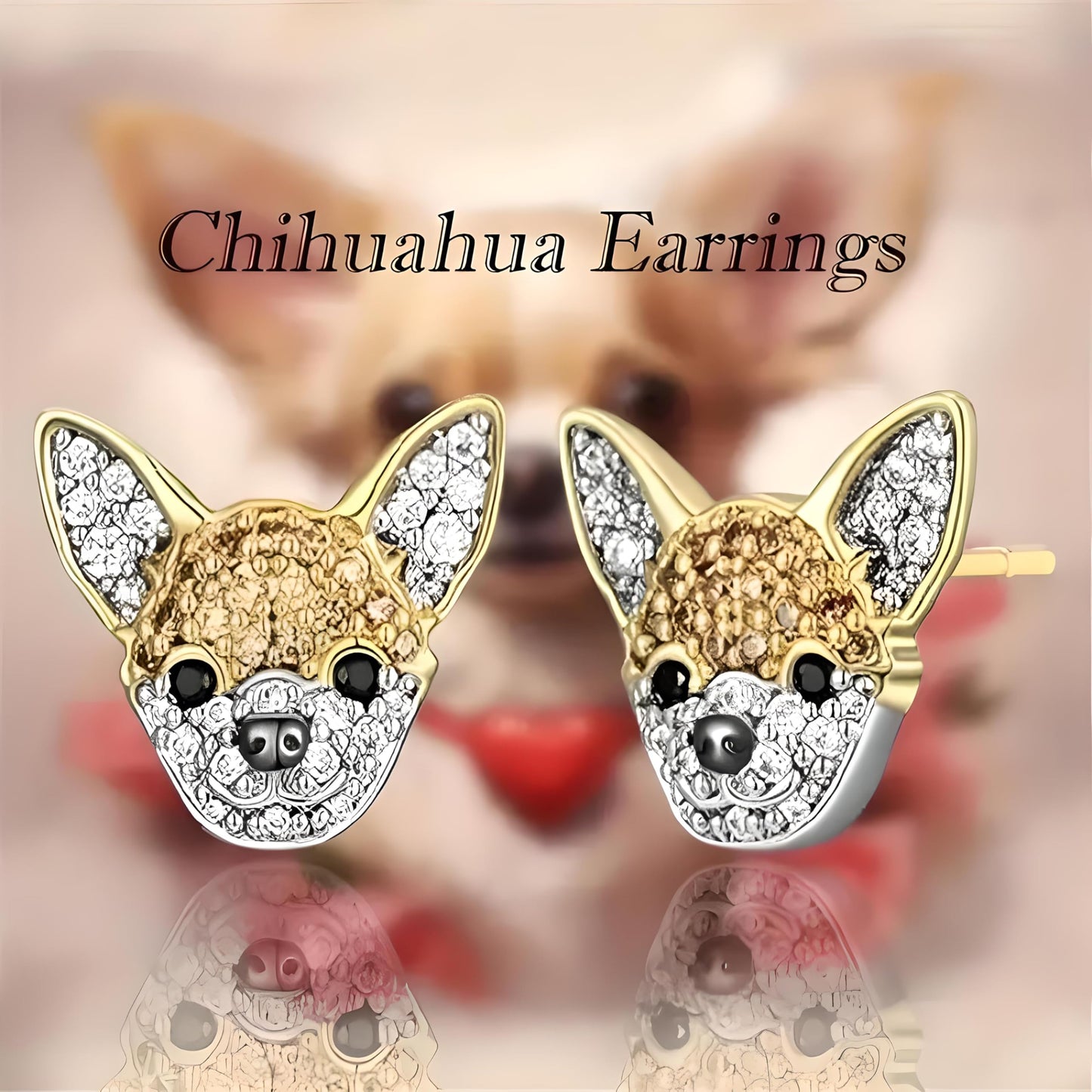 Dog Lovers' Earrings, Different Dog Breed Stud Earrings with Crystals, Rose Gold and Silver Tone - Party, Birthday, or Christmas Gift