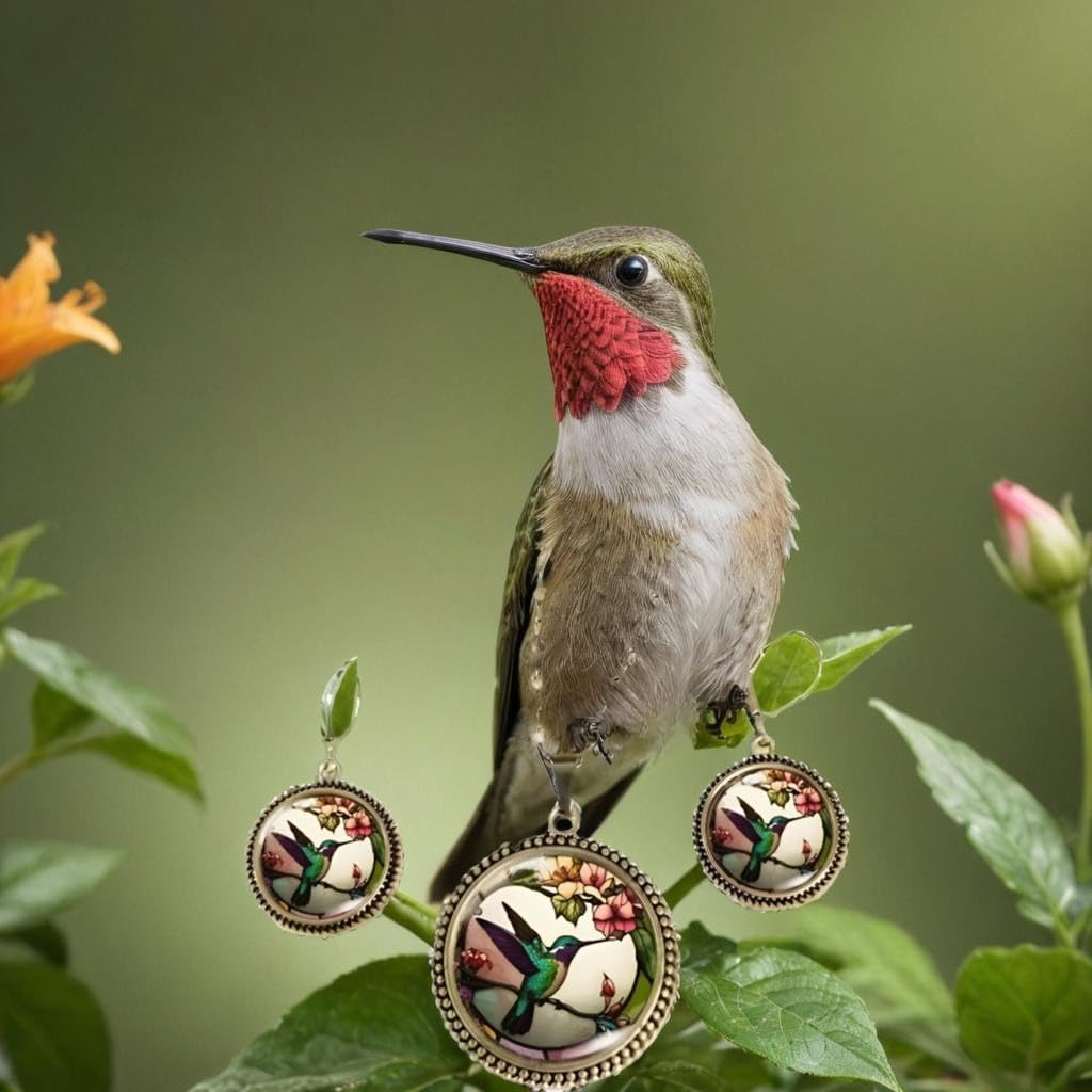 SUPAC Stunning Hummingbird Pendant Necklace - Two Humming Birds Searching for Flower - Fashionable Alloy Jewelry with Delicate Details - Birthday, Party, Gift Idea for Her