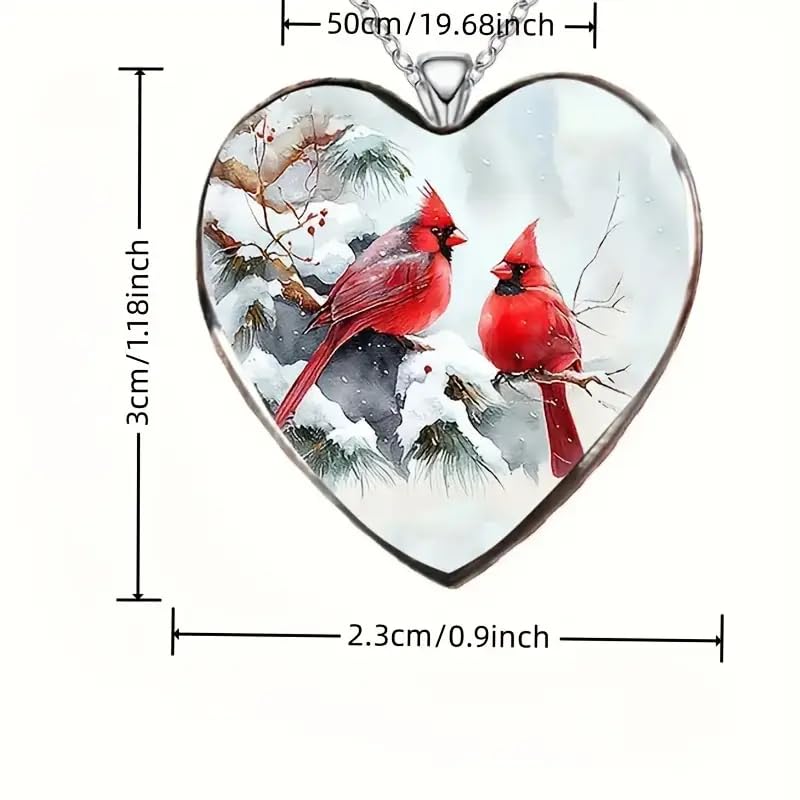 SUPAC Red Cardinal Wing Ring, and Necklaces, Silver-Plated 'I Am Always with You' Inspirational Message, Adjustable - Christmas, Party, or Birthday Gift (Snow)