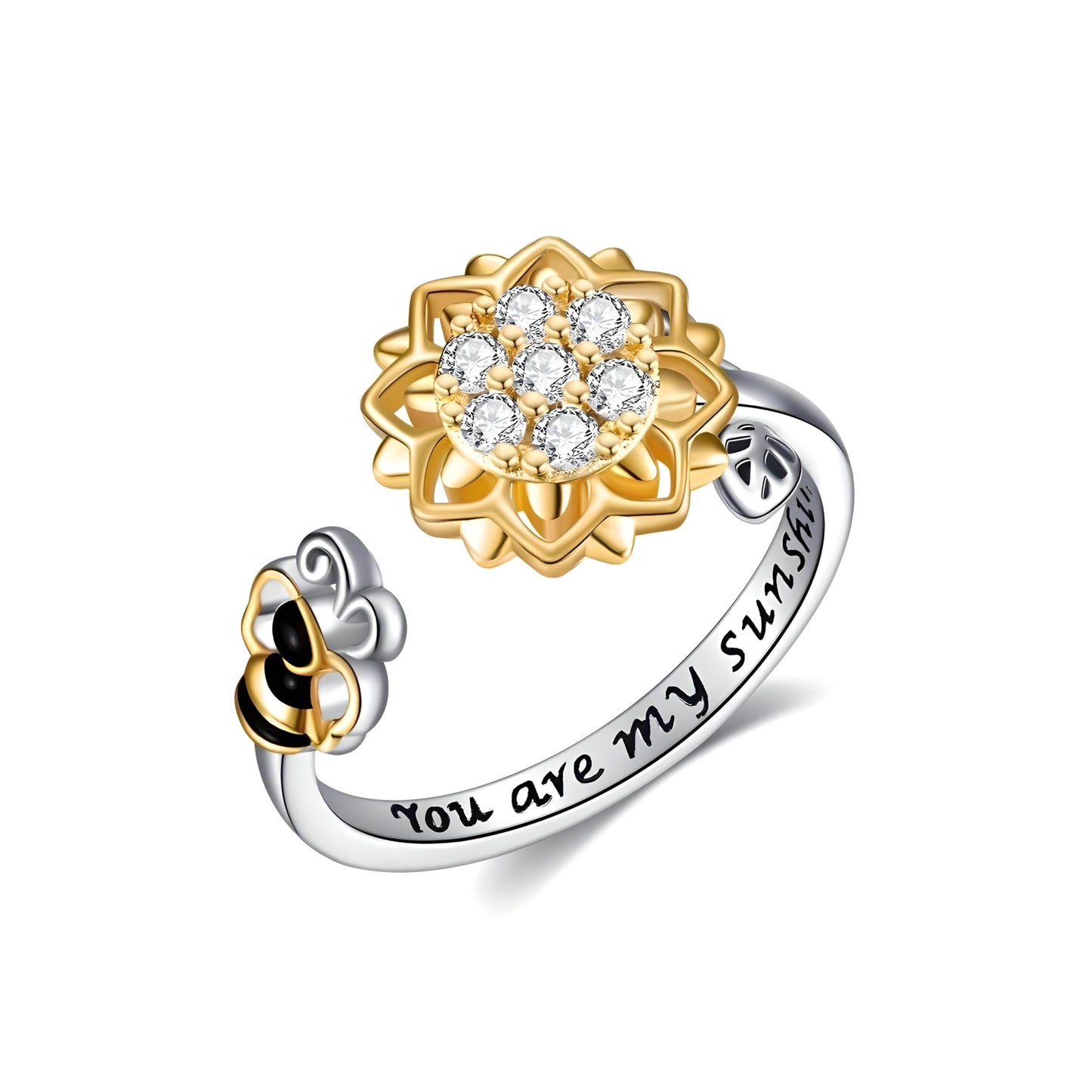 SUPAC You Are My Sunshine Sunflower and Bumble Bee Heart Pendant Necklace for Women, Dainty Jewelry, Birthday or Christmas Gift