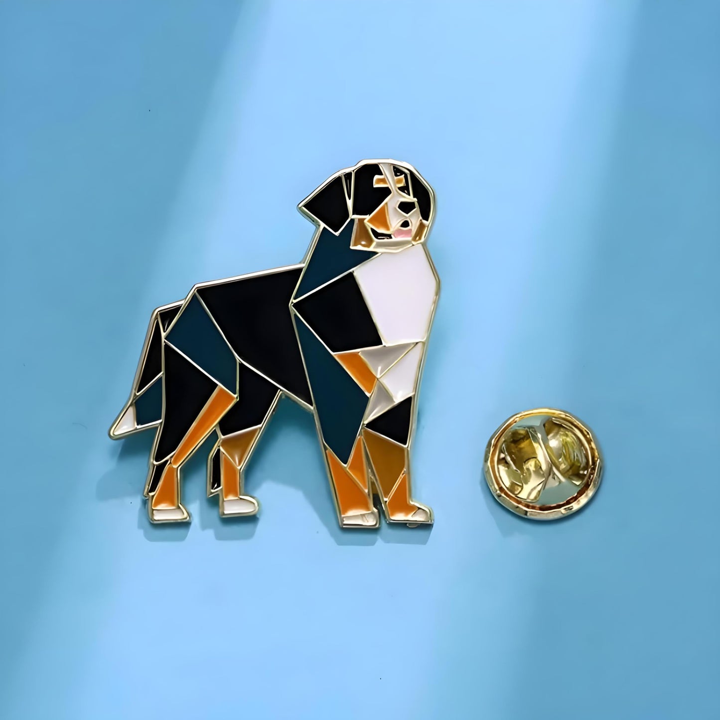 Dog Breed Pins - Geometric Australian Shepherd, Cat, Husky, Bernese Mountain Dog, Enamel Pin, Modern Art Design, White and Purple - Badge for Men