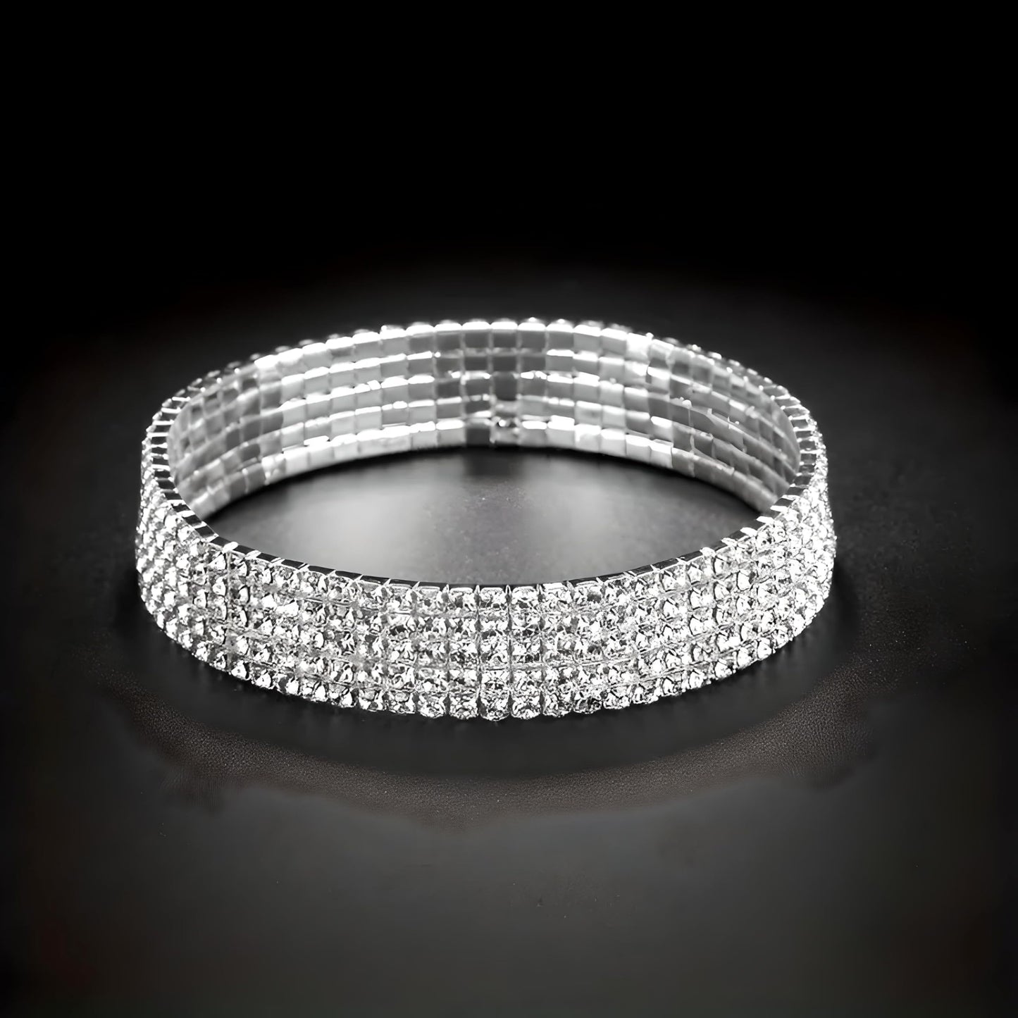Gold Tennis Bracelet, Stretch Hand Jewelry for Women Men, Luxury Shiny (Simulated Diamond) - Christmas or Birthday Gift