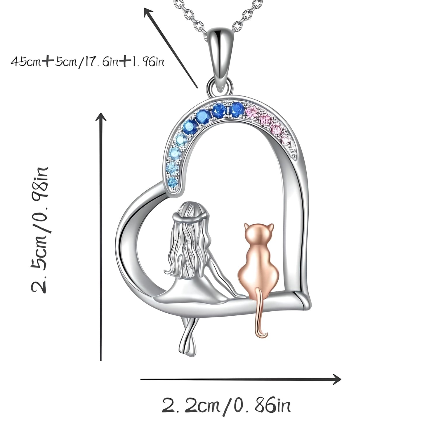 SUPAC Cute Heart Necklace, With Black Cat - Charming Cat Heart in Rose Gold - Stylish Gift for Women & Party Accessory