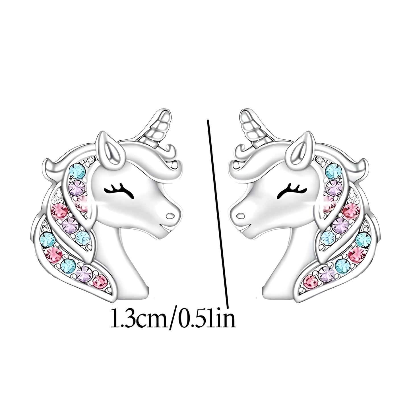 Unicorn Crystal Jewelry Set, Moon Necklace, Earrings, Ring and Bracelet, Silver - Unicorn Jewerly Gift