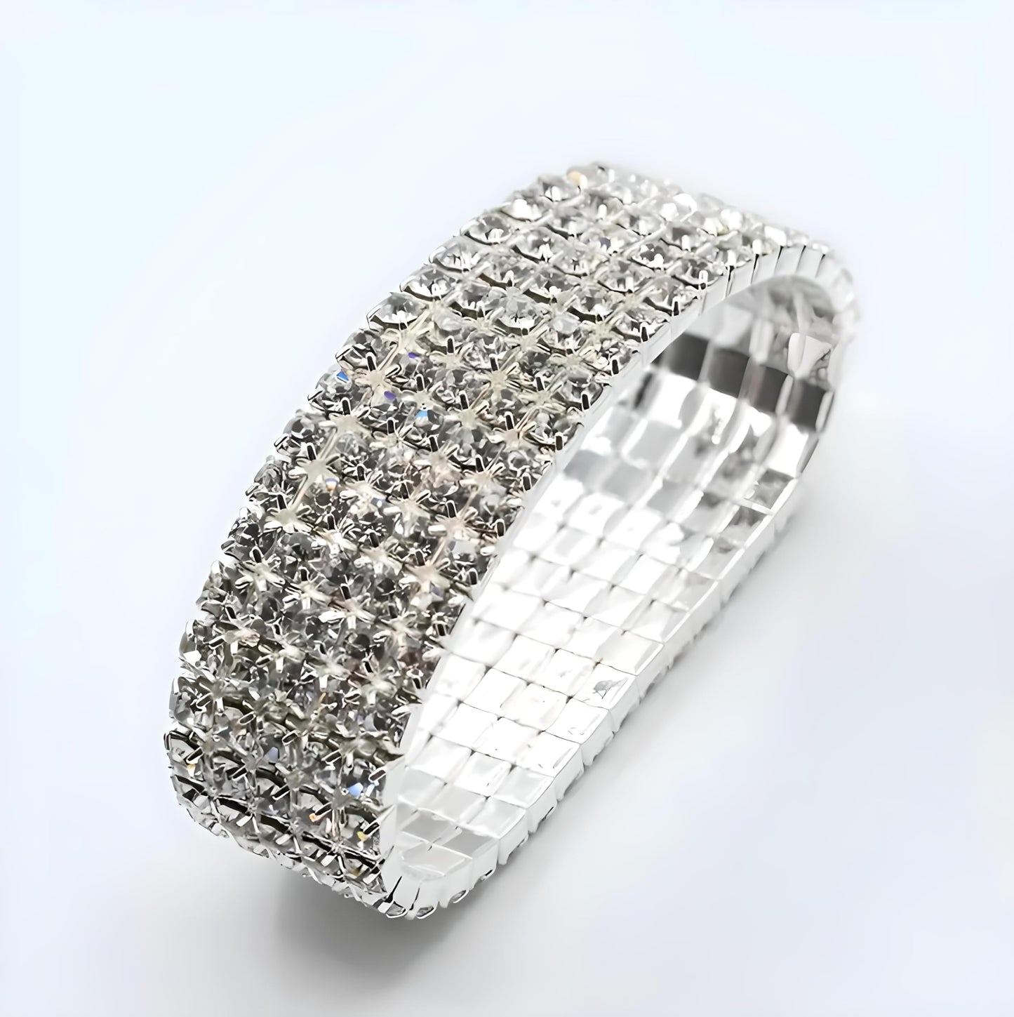 Gold Tennis Bracelet, Stretch Hand Jewelry for Women Men, Luxury Shiny (Simulated Diamond) - Christmas or Birthday Gift