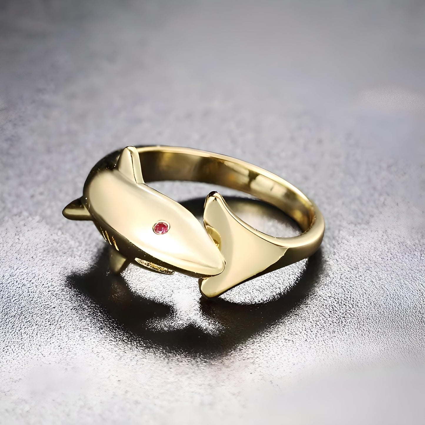 Sterling Silver Great White and Hammerhead Shark Adjustable Ring with Black Cubic Zirconia Accents