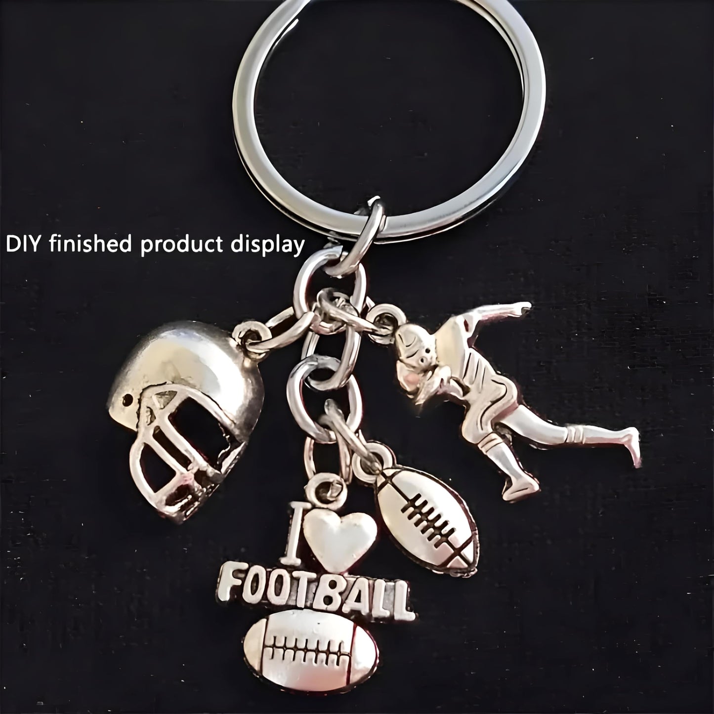 21-Piece Football Pendants DIY Keychain Set - Customizable with Interchangeable Charms, Detailed Football Helmet Keychain, and Humorous DIY Bag Pendant Accessories - Gift for Men and Football Fans