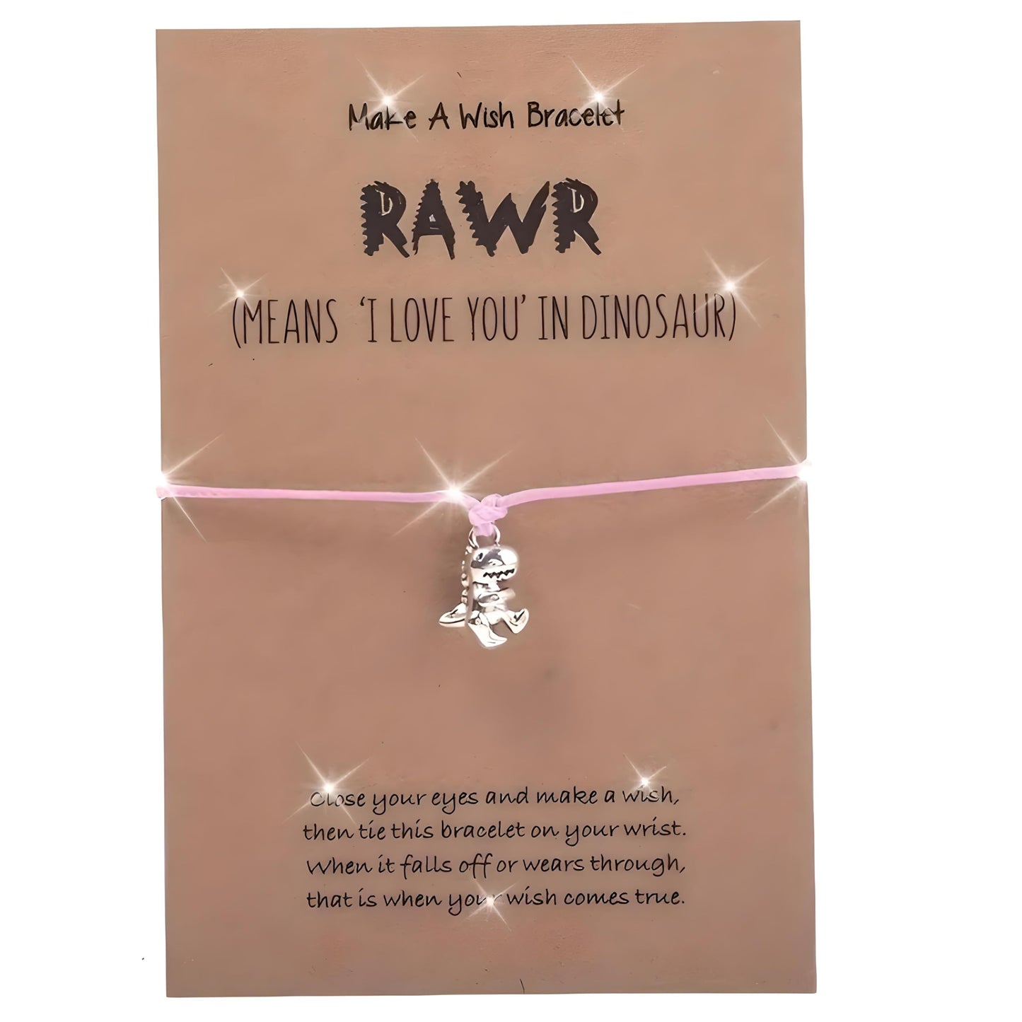 SUPAC Animal and Sport Friendship Bracelet, Always Bee You Wish Bracelet, Black Adjustable String, Decorative Animal Charms, 6.2-11.8 inches (Pink T-Rex)