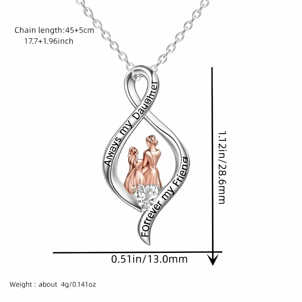 SUPAC Elegant Mother-Daughter Necklace - Always my Daughter, Forever my Friend, Symbolic Pendant Chain, Stainless Steel, Gift For Birthday, Christmas