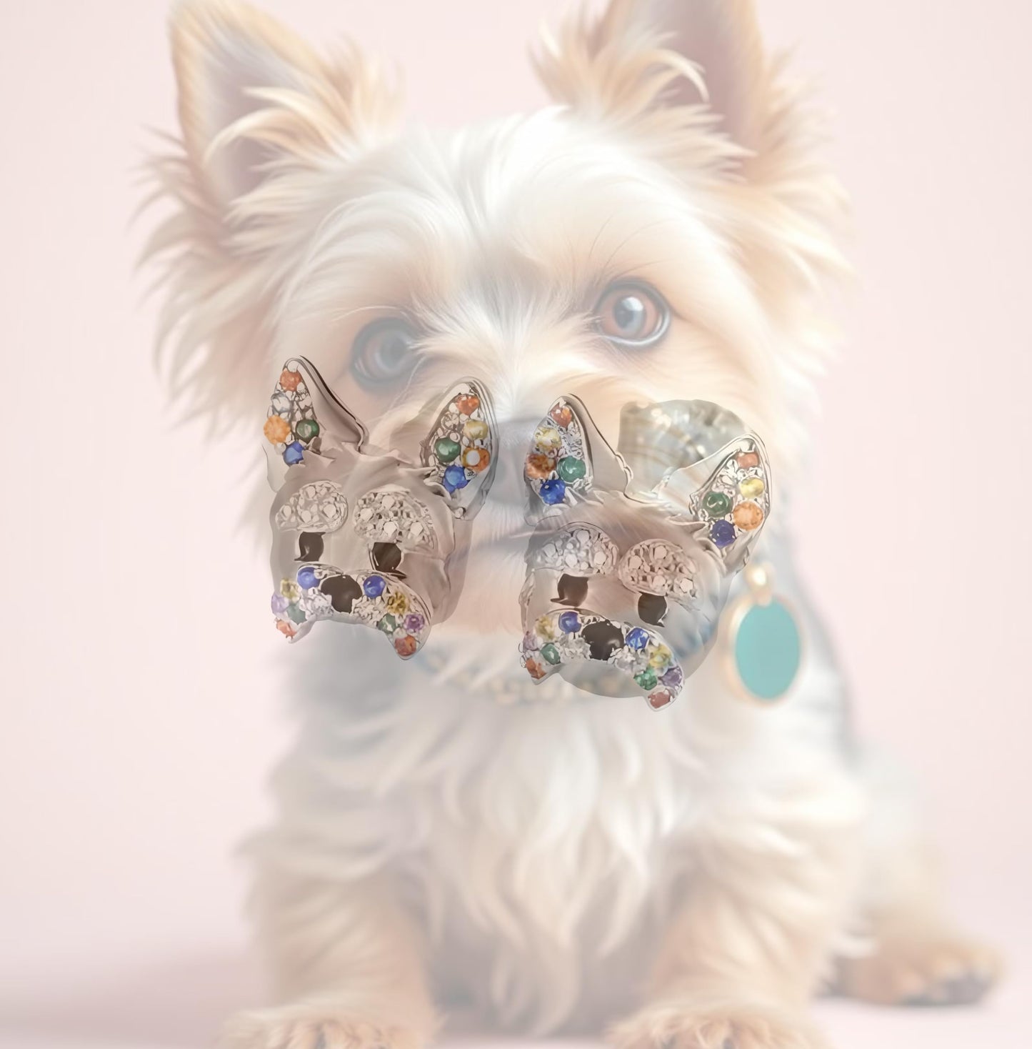 Dog Lovers' Earrings, Different Dog Breed Stud Earrings with Crystals, Rose Gold and Silver Tone - Party, Birthday, or Christmas Gift