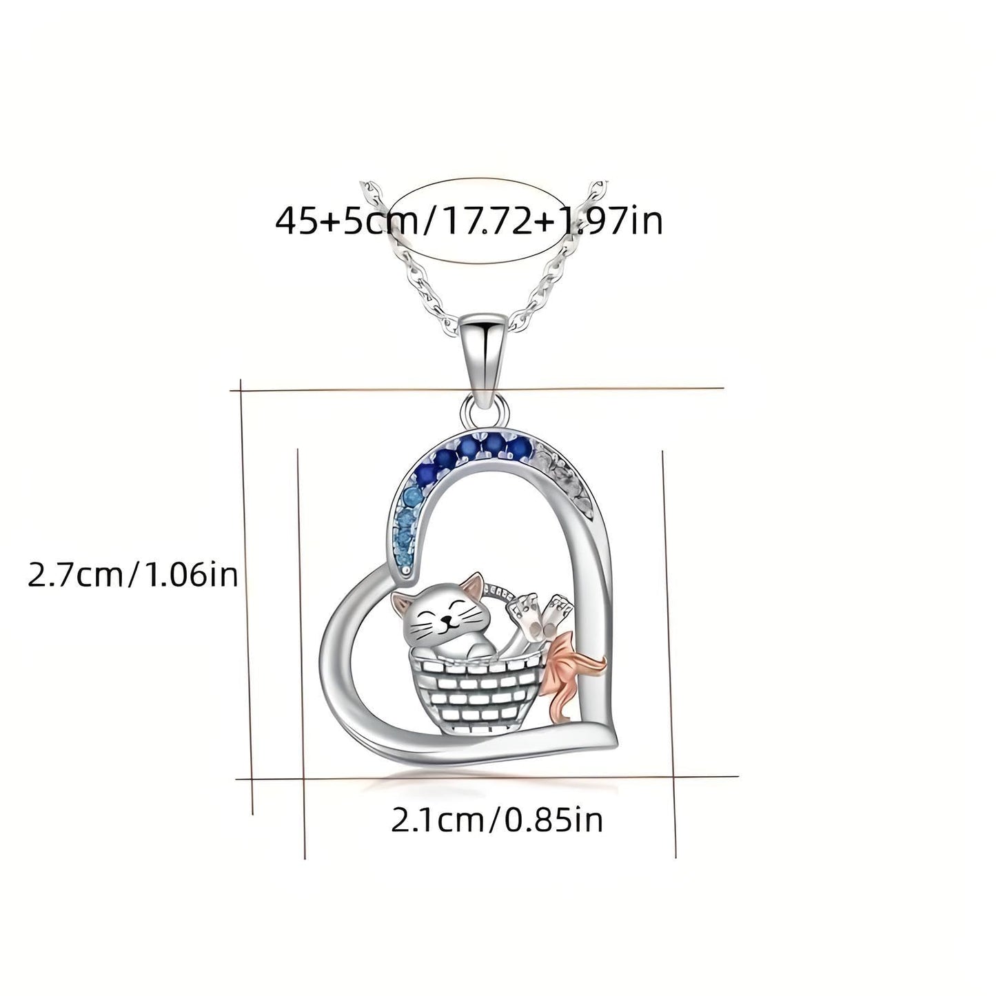 SUPAC Cute Heart Necklace, With Black Cat - Charming Cat Heart in Rose Gold - Stylish Gift for Women & Party Accessory