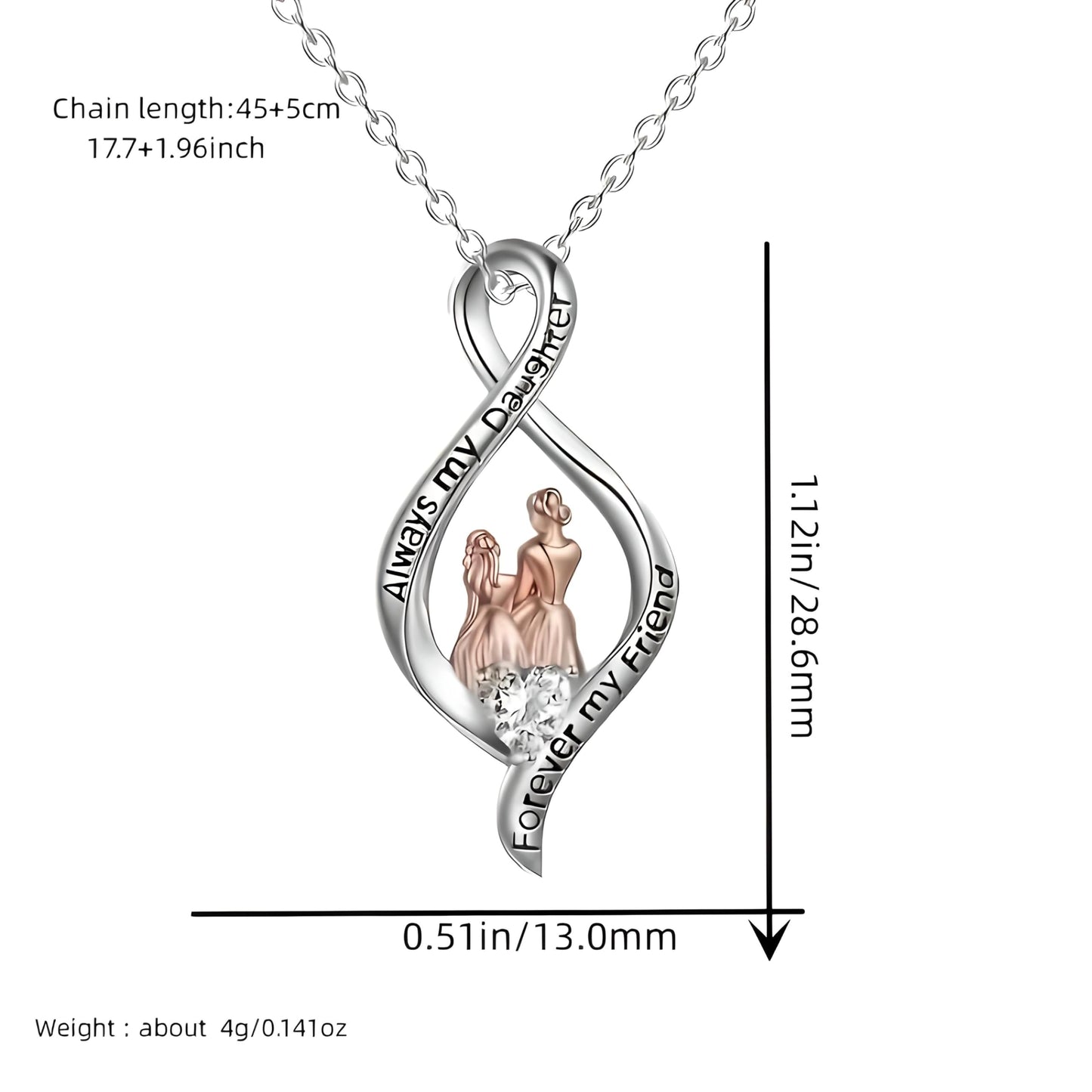 Elegant Mother-Daughter Necklace - "Always my Daughter, Forever my Friend", Symbolic Pendant Chain, Stainless Steel, Gift For Birthday, Christmas