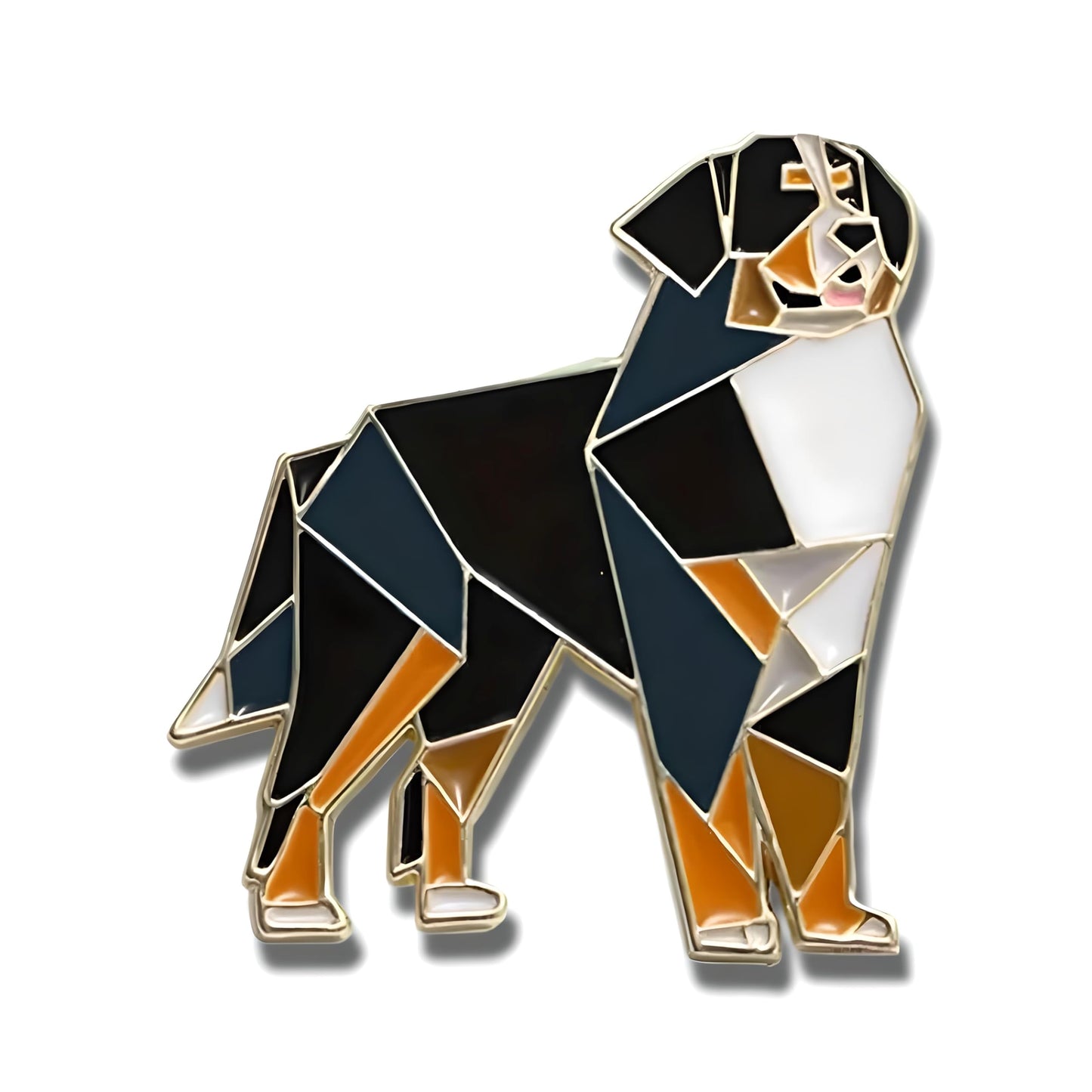 Dog Breed Pins - Geometric Australian Shepherd, Cat, Husky, Bernese Mountain Dog, Enamel Pin, Modern Art Design, White and Purple - Badge for Men