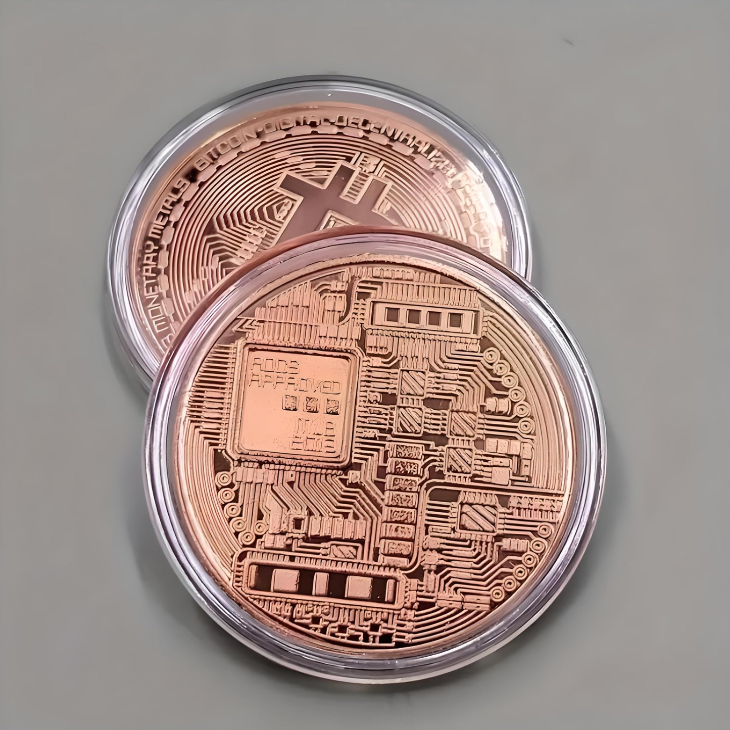 Silver-Plated Bitcoin Collectible Coin - Round Commemorative Bitcoin Replica for Collectors