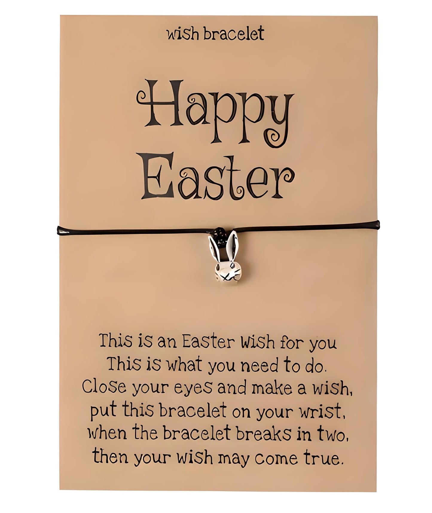 Easter Wish Bracelet with Bunny Charm, Easter Egg, Black String Adjustable Friendship Bracelet, Holiday Gift