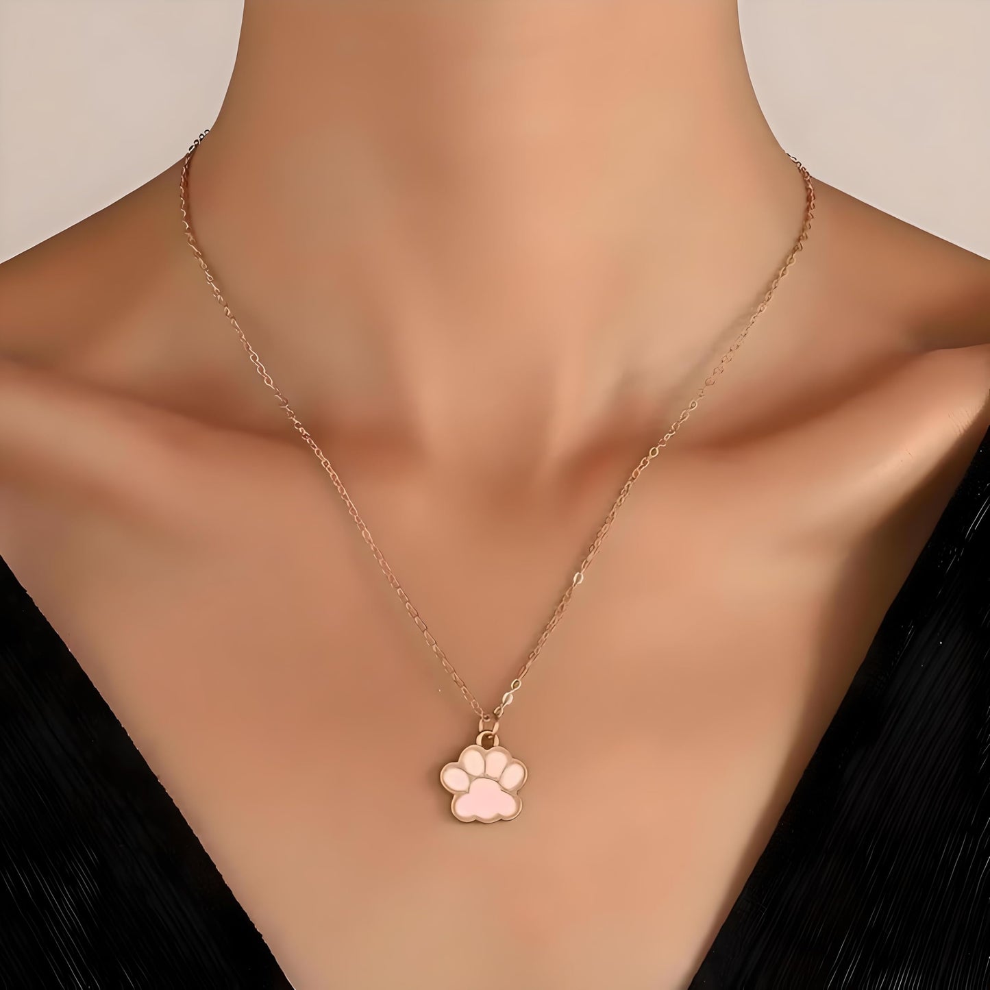 Elegant Animal Paw Print Necklace - Chic Gift for Pet Lovers, Simple Unplated Design - Christmas, Birthday Gift