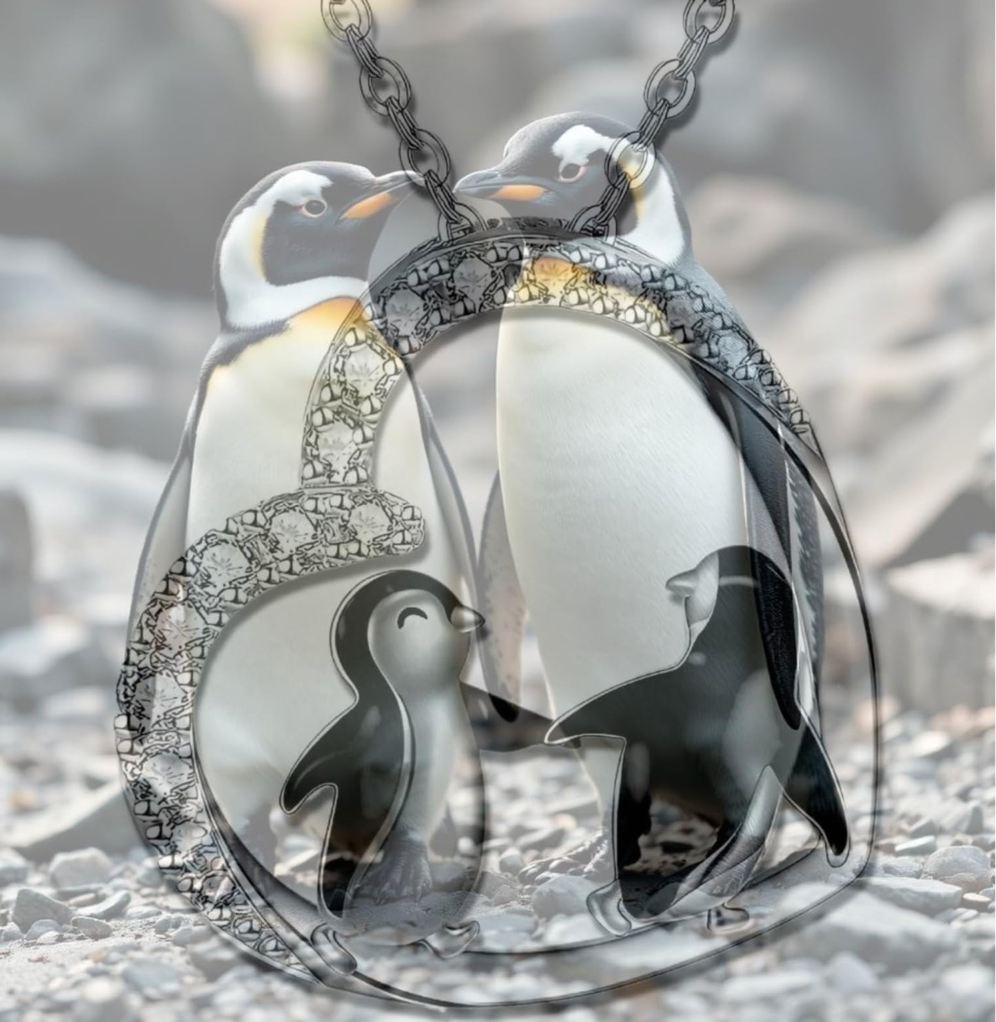 SUPAC Happy Feet Dancing Penguin with Snowflake Pendant Necklace with Rhinestones, Gift for a Birthday or Christmas