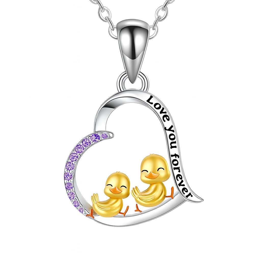 Heart-Shaped Duckling Pendant Necklace - Get Your Ducks in a Row