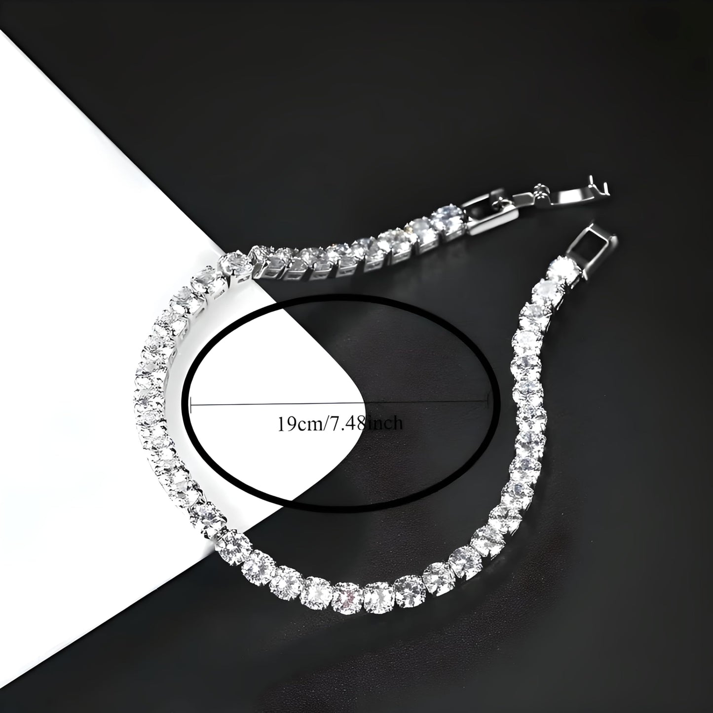 Gold Tennis Bracelet, Stretch Hand Jewelry for Women Men, Luxury Shiny (Simulated Diamond) - Christmas or Birthday Gift
