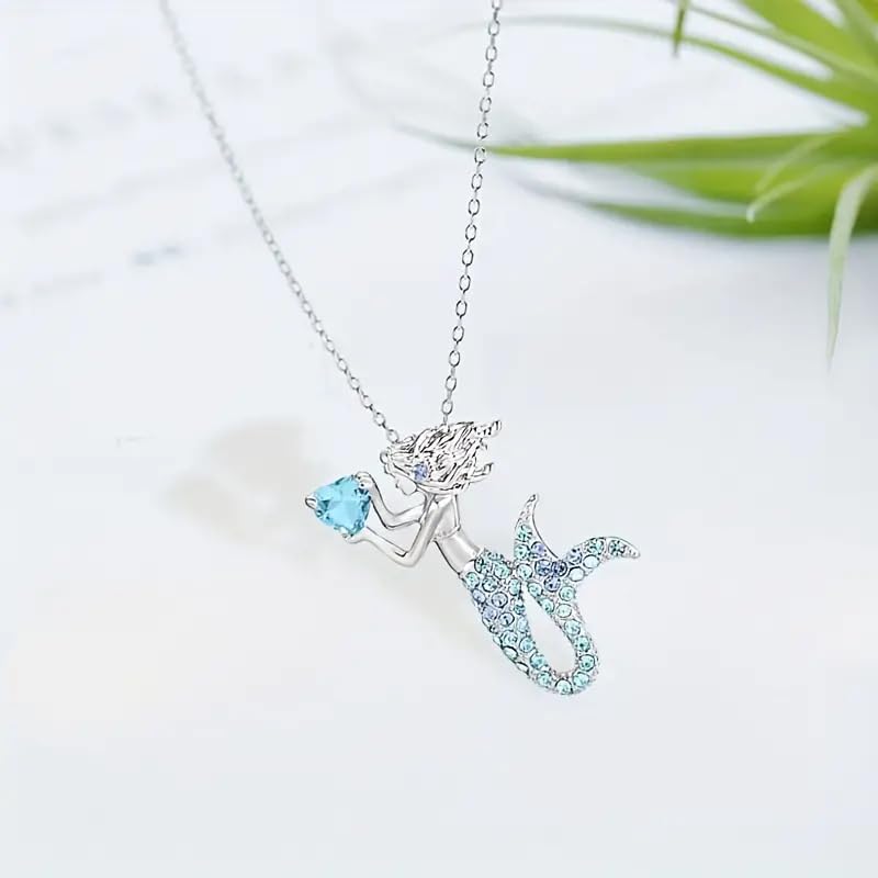 SUPAC Charming 1pc Mermaid Cartoon Necklace for Women – Whimsical Under-the-Sea Design, Christmas, Birthday, or Party Gift for Mermaid Lovers! (Blue, Pink, and Purple Colors!)