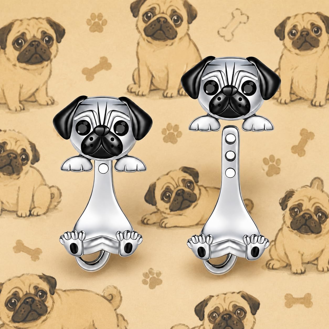 Dog Lovers' Earrings, Different Dog Breed Stud Earrings with Crystals, Rose Gold and Silver Tone - Party, Birthday, or Christmas Gift