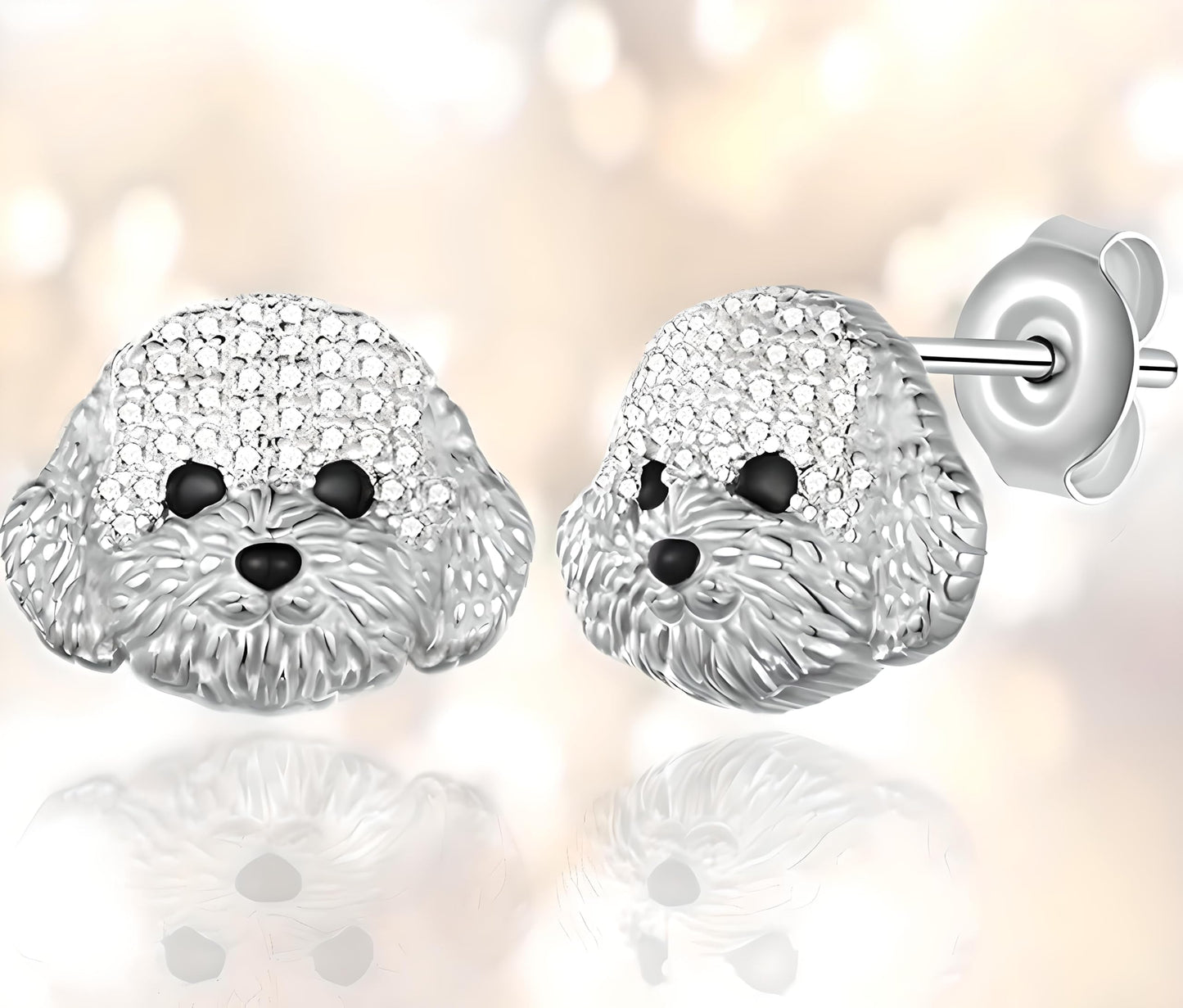 Dog Lovers' Earrings, Different Dog Breed Stud Earrings with Crystals, Rose Gold and Silver Tone - Party, Birthday, or Christmas Gift
