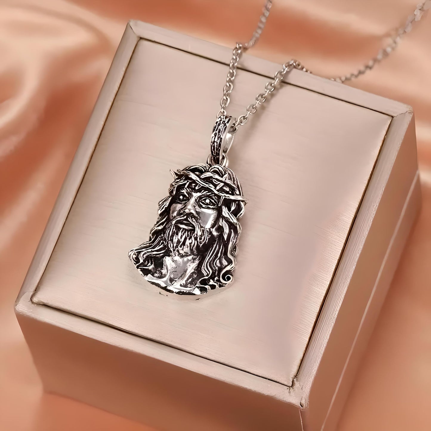King of Style: Men's Pendant Necklace Jesus With A Crown Of Thorns Necklace Classic Christian Faith Jewelry Accessories - Timeless Christian Faith Jewelry for Men and Women with a Hip Hop Twist! - Christmas, Birthday Gift