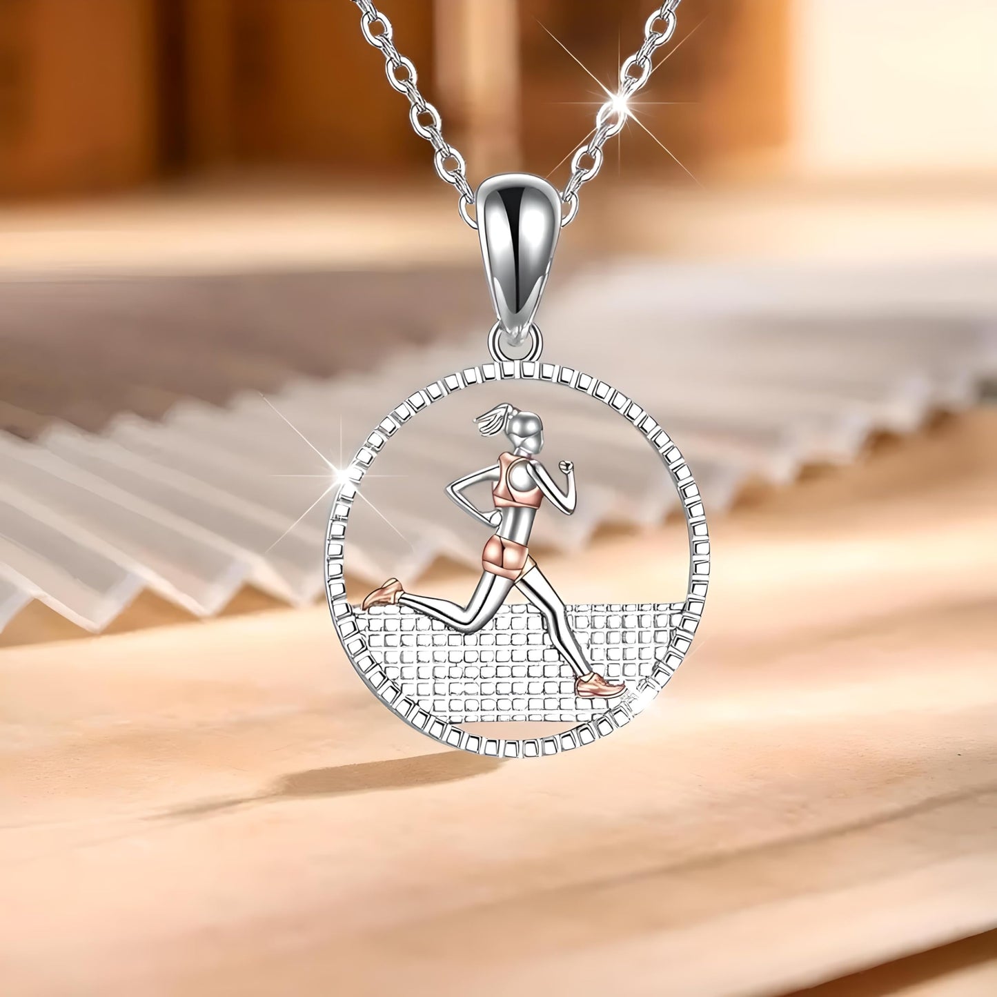 Sports Heart Necklace, 9 Different Sport Options: Basketball, Jumping Cheerleader, Gymnast, Softball, Volleyball, Ballet Ballerina, Runner, Sports Accessories Birthday Gift- Simulated Rainbow Diamonds, Christmas, Birthday or Party Gift