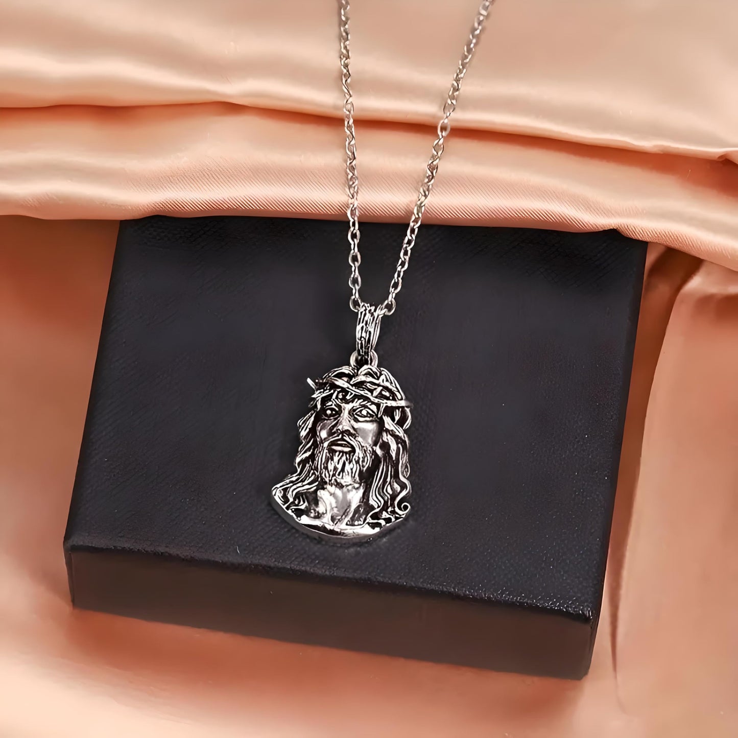 King of Style: Men's Pendant Necklace Jesus With A Crown Of Thorns Necklace Classic Christian Faith Jewelry Accessories - Timeless Christian Faith Jewelry for Men and Women with a Hip Hop Twist! - Christmas, Birthday Gift