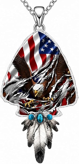 SUPAC Bald Eagle Triangle Pendant Necklace, Hip Hop Style