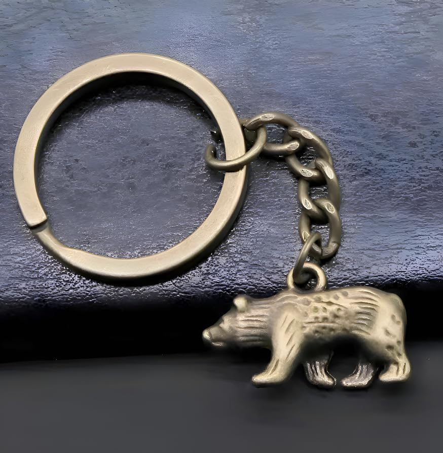 SUPAC New Fashionable Alloy Gold Animal Bear Pendant Key Chain Temperament Bag Car Key Chain Accessory Pendant (Gold)