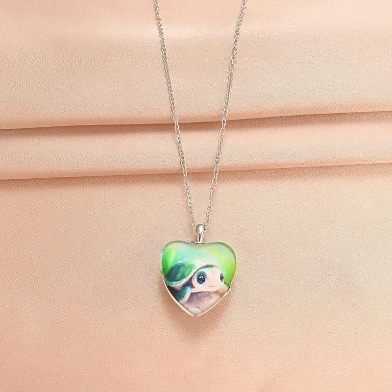 SUPAC Cute Underwater Turtle Glass Heart Pendant Necklace, 'I Love You Today, Tomorrow, Always' Engraved - Holiday, Christmas, or Birthday Gift