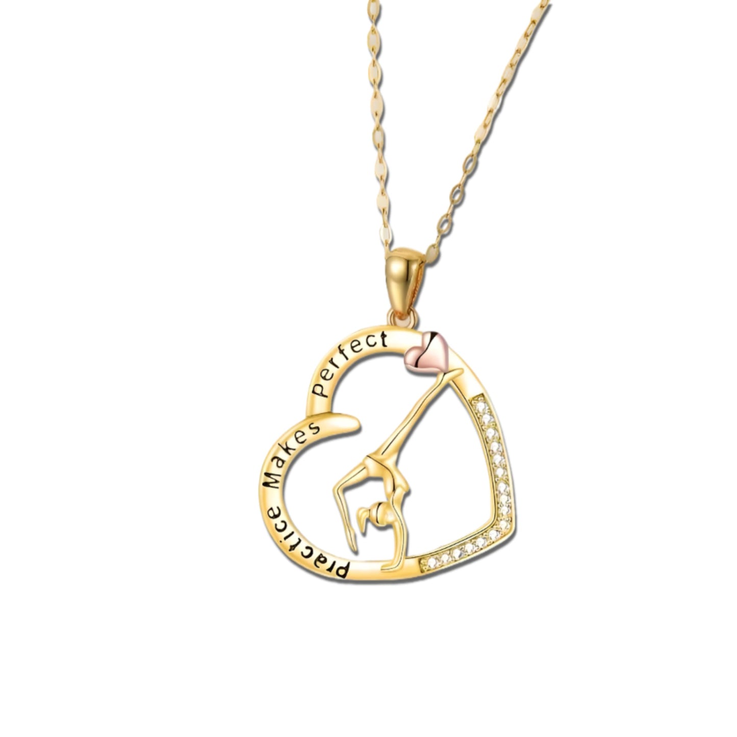 Sports Heart Necklace, 9 Different Sport Options: Basketball, Jumping Cheerleader, Gymnast, Softball, Volleyball, Ballet Ballerina, Runner, Sports Accessories Birthday Gift- Simulated Rainbow Diamonds, Christmas, Birthday or Party Gift