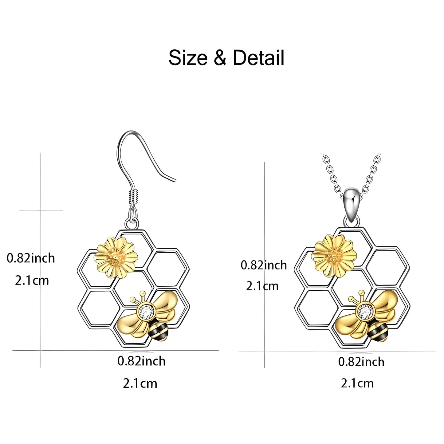 SUPAC You Are My Sunshine Sunflower and Bumble Bee Heart Pendant Necklace for Women, Dainty Jewelry, Birthday or Christmas Gift