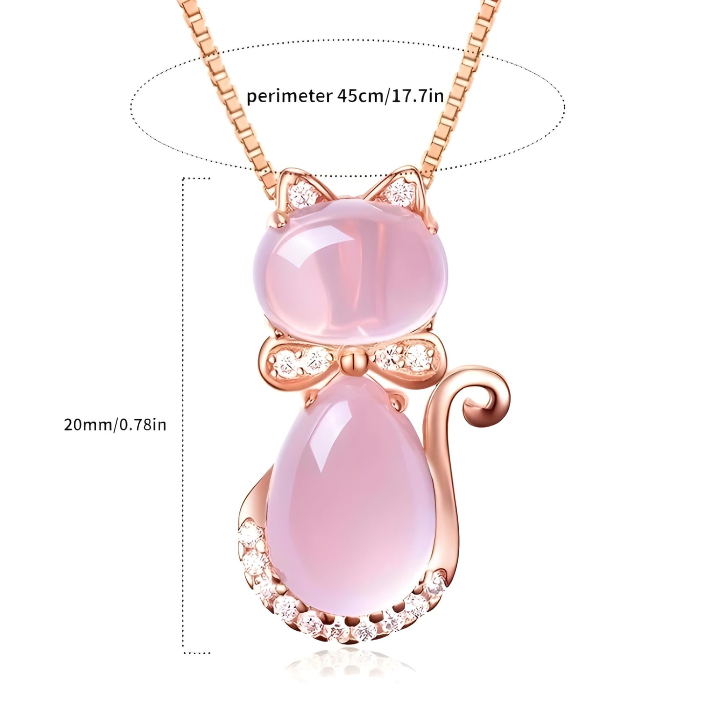 SUPAC Pink Cat Jewelry Set, Rose Gold Plated Crystal Necklace Earrings Ring, Gift for Cat Enthusiasts