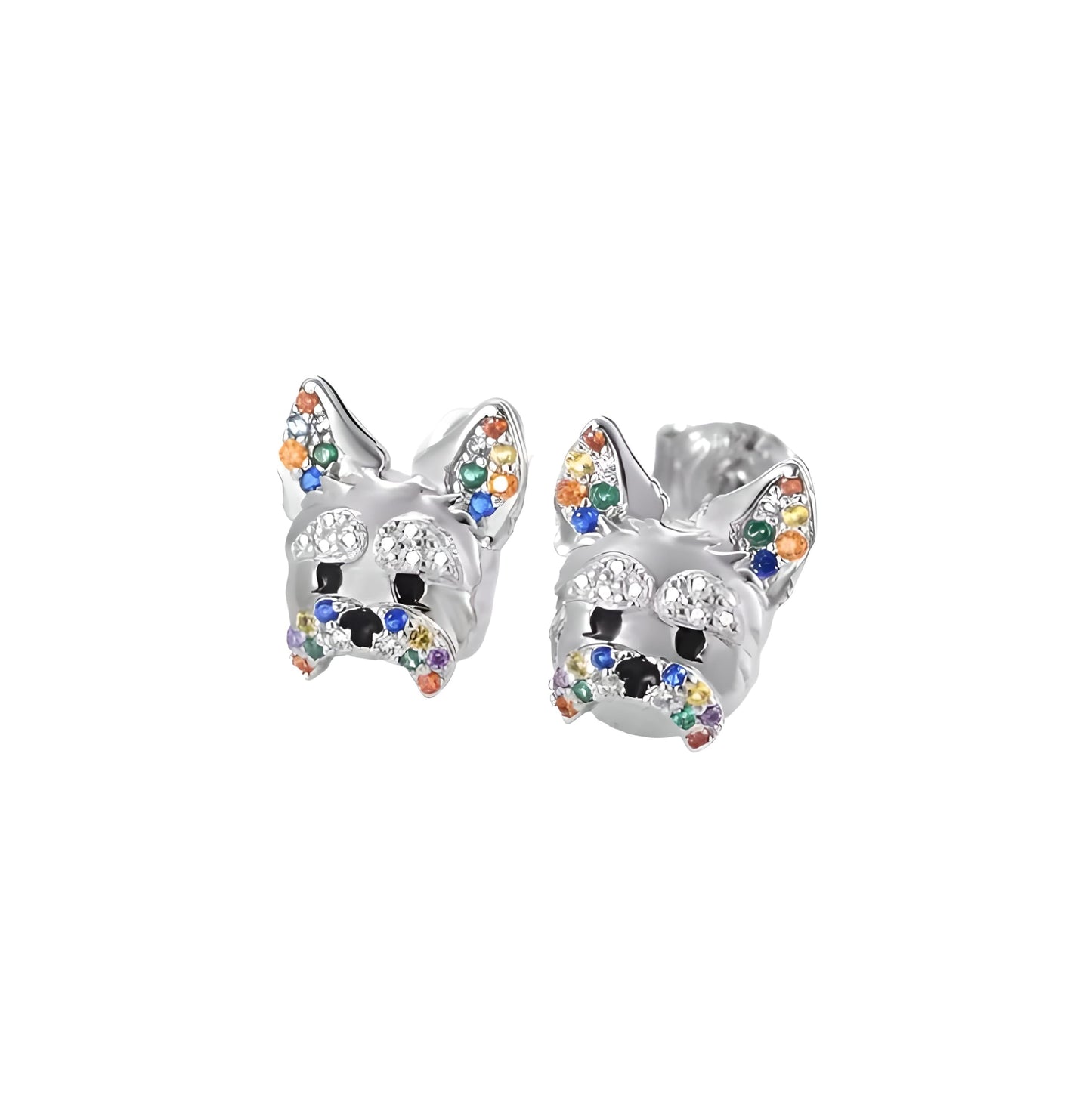 Dog Lovers' Earrings, Different Dog Breed Stud Earrings with Crystals, Rose Gold and Silver Tone - Party, Birthday, or Christmas Gift
