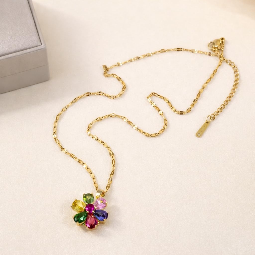 SUPAC Exquisite 360° Rotatable White Blossom Pendant Necklace - Fashion Decompression Jewelry with Adjustable Chain - Birthday Gift for Women, Lovers, Friends, and Family