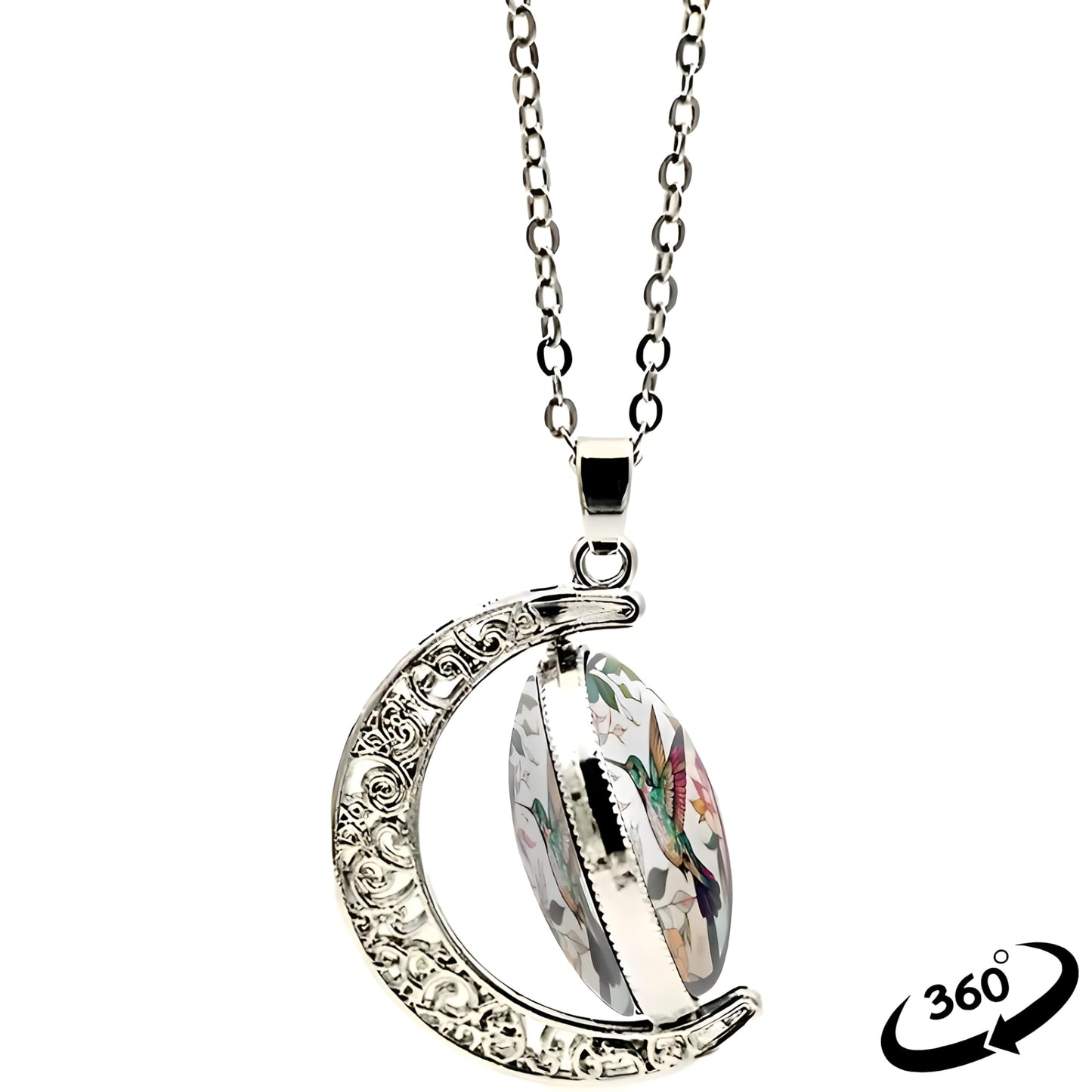 SUPAC Stunning Hummingbird Pendant Necklace - Two Humming Birds Searching for Flower - Fashionable Alloy Jewelry with Delicate Details - Birthday, Party, Gift Idea for Her