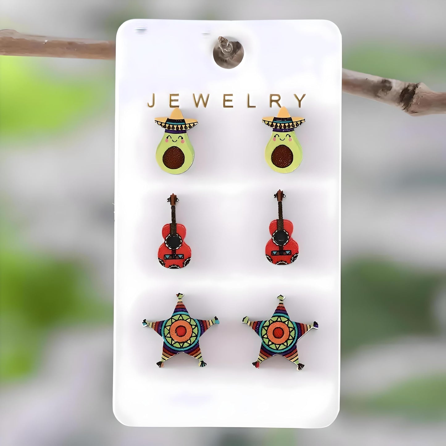 Cute Taco Stud Earrings Set, 3 Pairs of Mexican Cinco de Mayo Food Jewelry, Different Facial Expressions - 0.59 inch