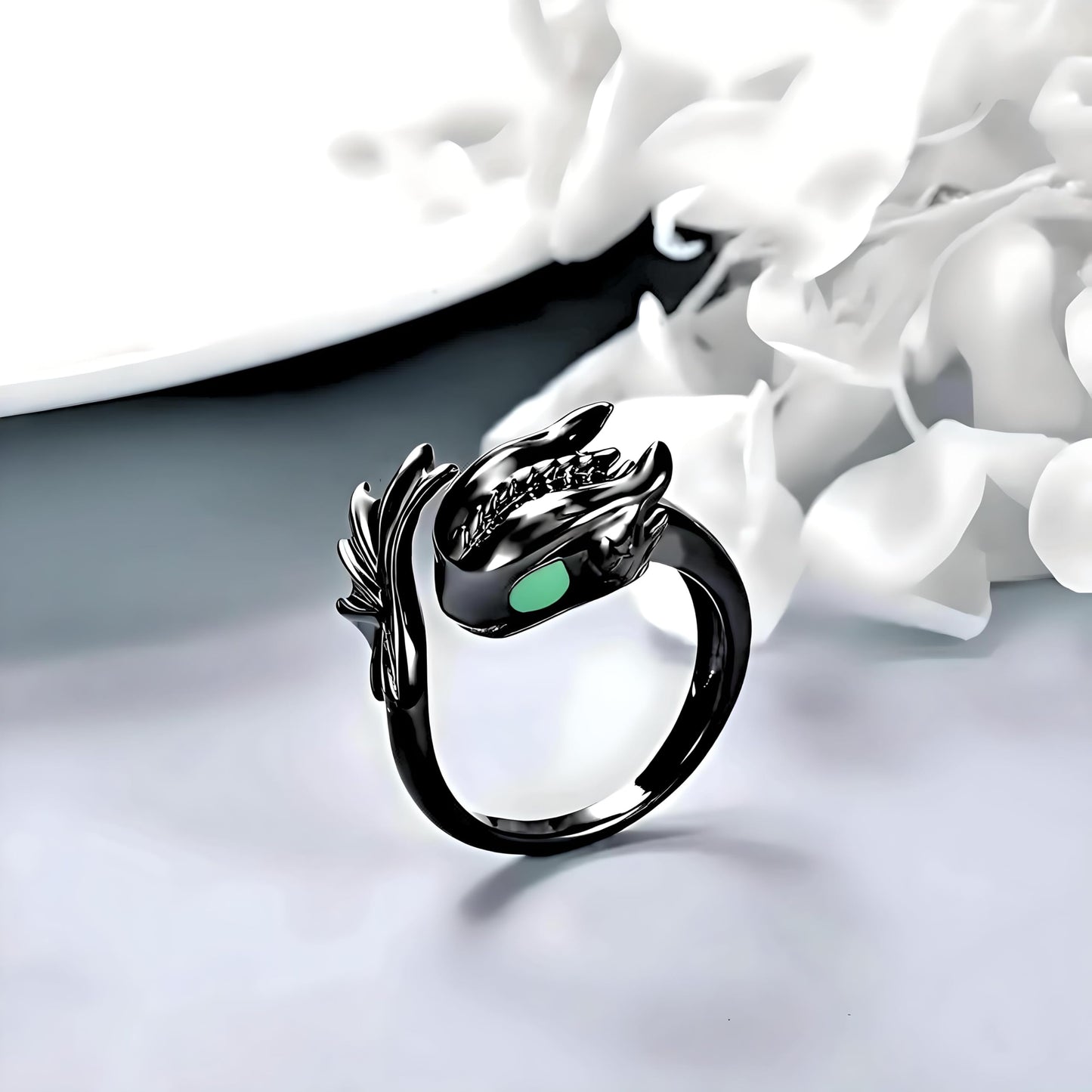 Whimsical Silver Flying Dragon Ring - Unique Animal Shape Design, Adjustable Index Finger Ring for Men or Women, Cute Personality Statement Jewelry, Niche Fashion Accessory