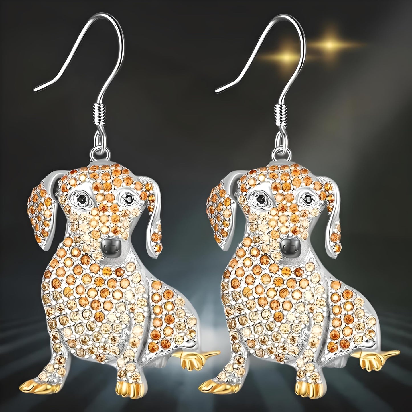 Dog Lovers' Earrings, Different Dog Breed Stud Earrings with Crystals, Rose Gold and Silver Tone - Party, Birthday, or Christmas Gift