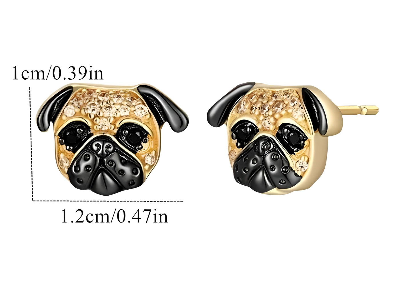 Dog Lovers' Earrings, Different Dog Breed Stud Earrings with Crystals, Rose Gold and Silver Tone - Party, Birthday, or Christmas Gift