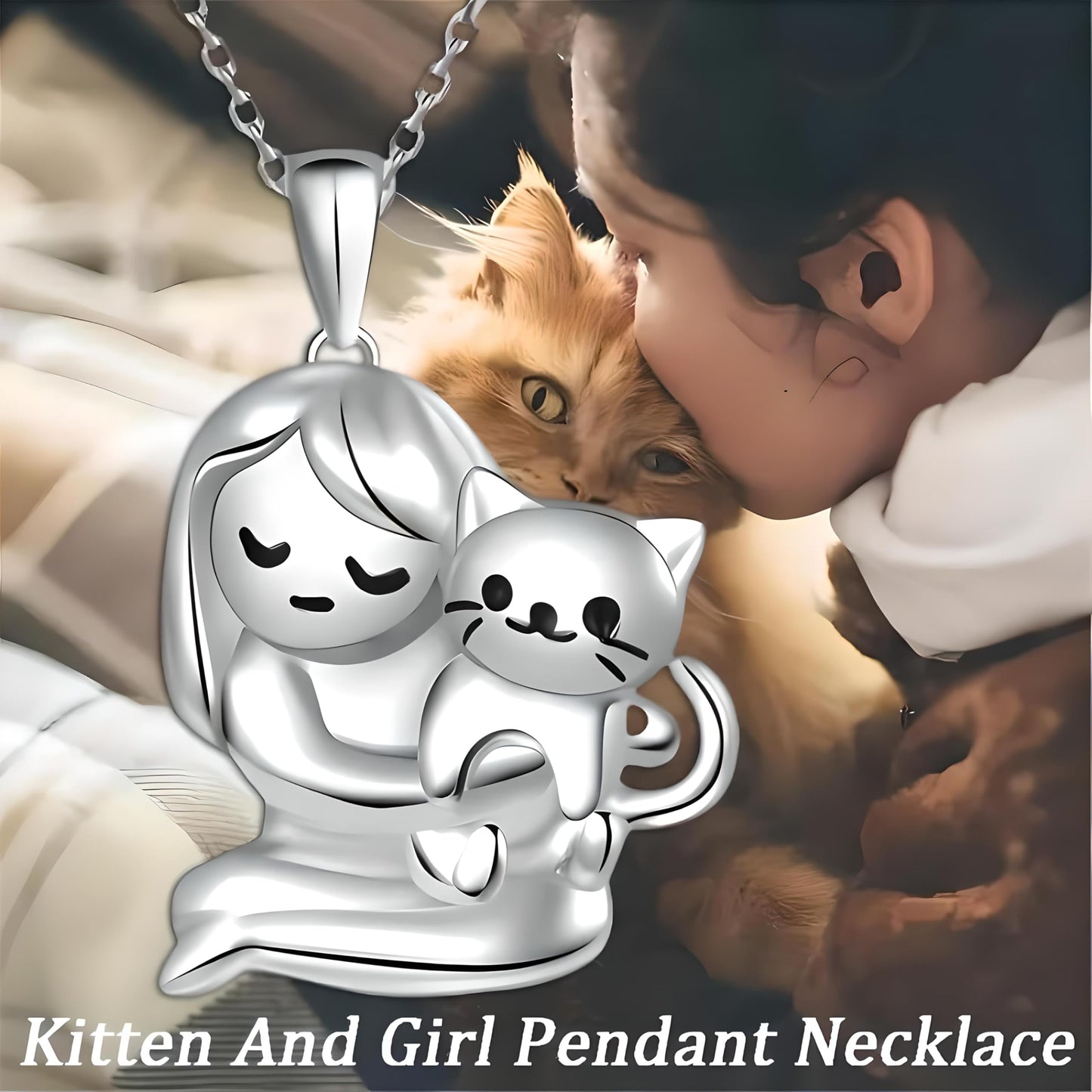 SUPAC Cute Heart Necklace, With Black Cat - Charming Cat Heart in Rose Gold - Stylish Gift for Women & Party Accessory